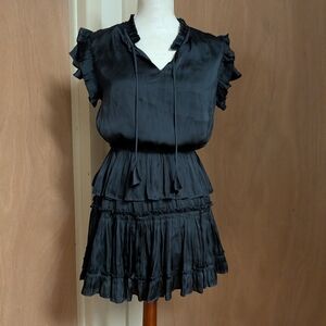 Reset Navy Blue Ruffle Tiered Mini Dress | Boho Flutter Sleeve | M